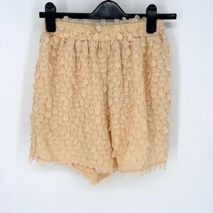 Chic Cream Textured High Waist Women's Shorts